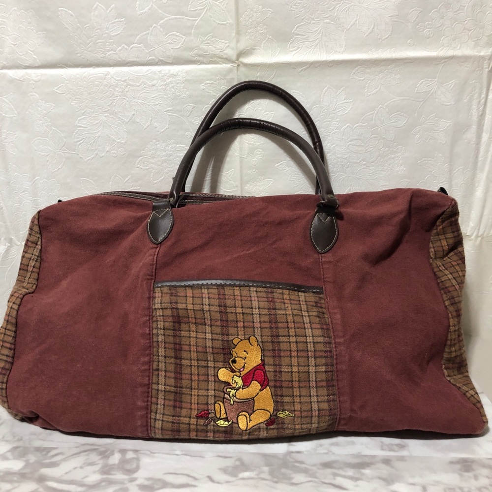 Vintage Winnie the Pooh duffle/ weekender bag Plaid